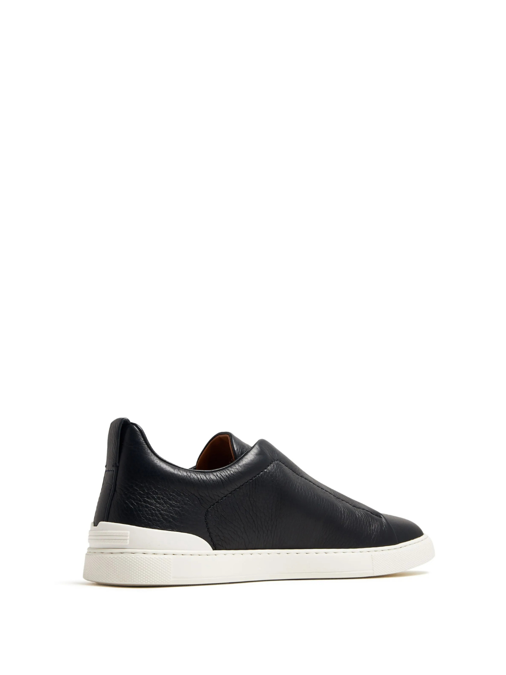 zegna triple stitch low-top sneakers black leather