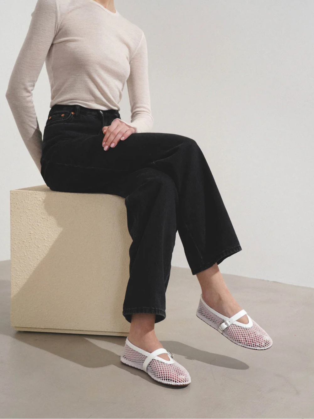 Alaïa White mesh ballet flats