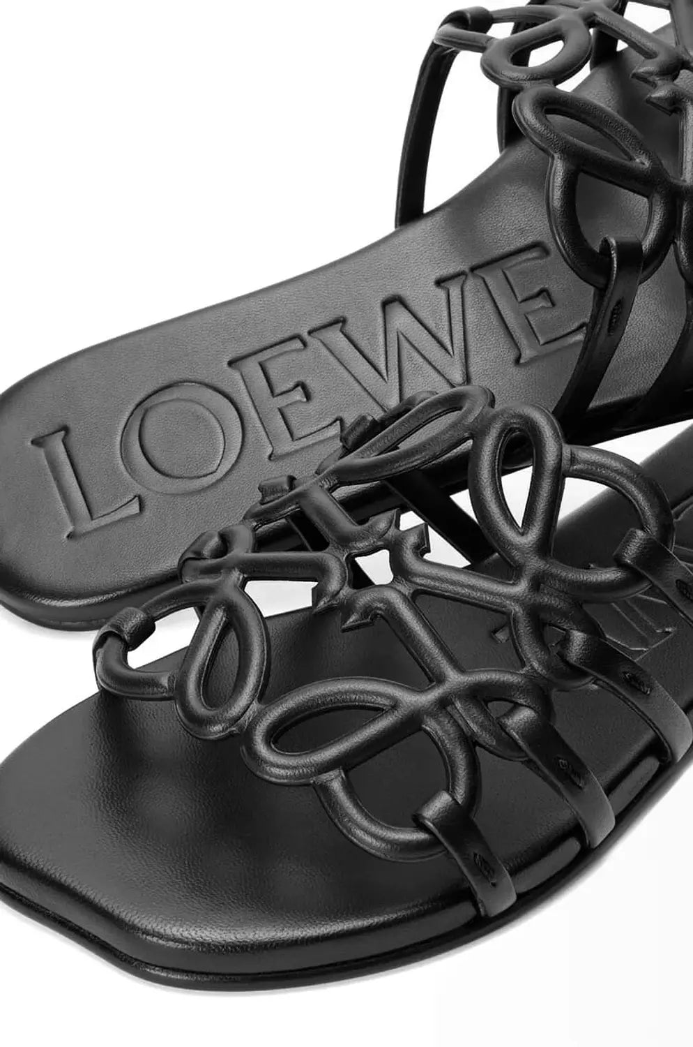 Loewe, Petal Anagram leather slides