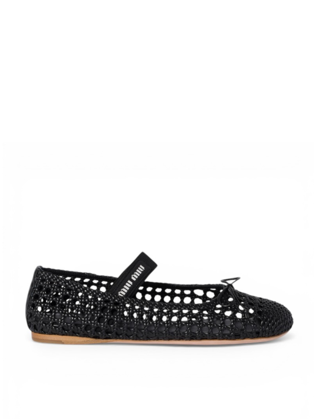Miu Miu Woven Nappa Leather Ballerinas in Black