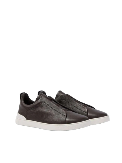 Brown Zegna Triple Stitch low-top sneakers