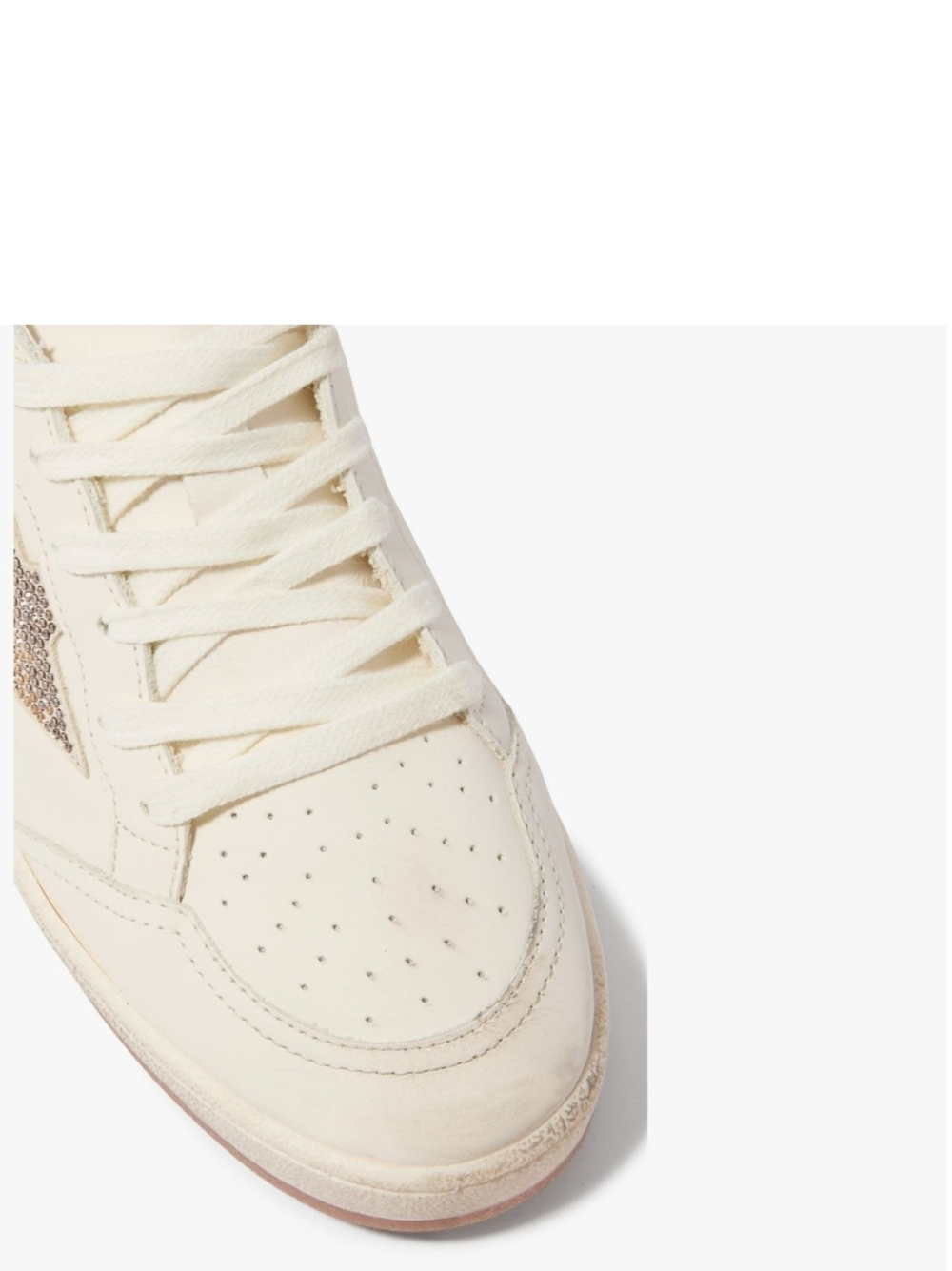 Golden Goose Women’s Ball Star in white leather with crystal star and metallic heel tab