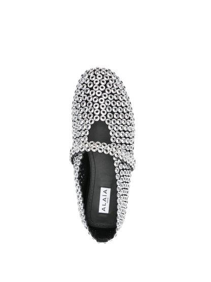Alaïa Suede Glass-Embellished Ballet Flats
