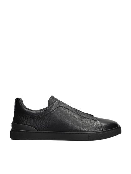 Zegna Triple Stich Sneakers In Black Leather