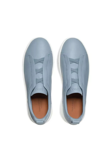 Zegna Men's Blue leather sneakers