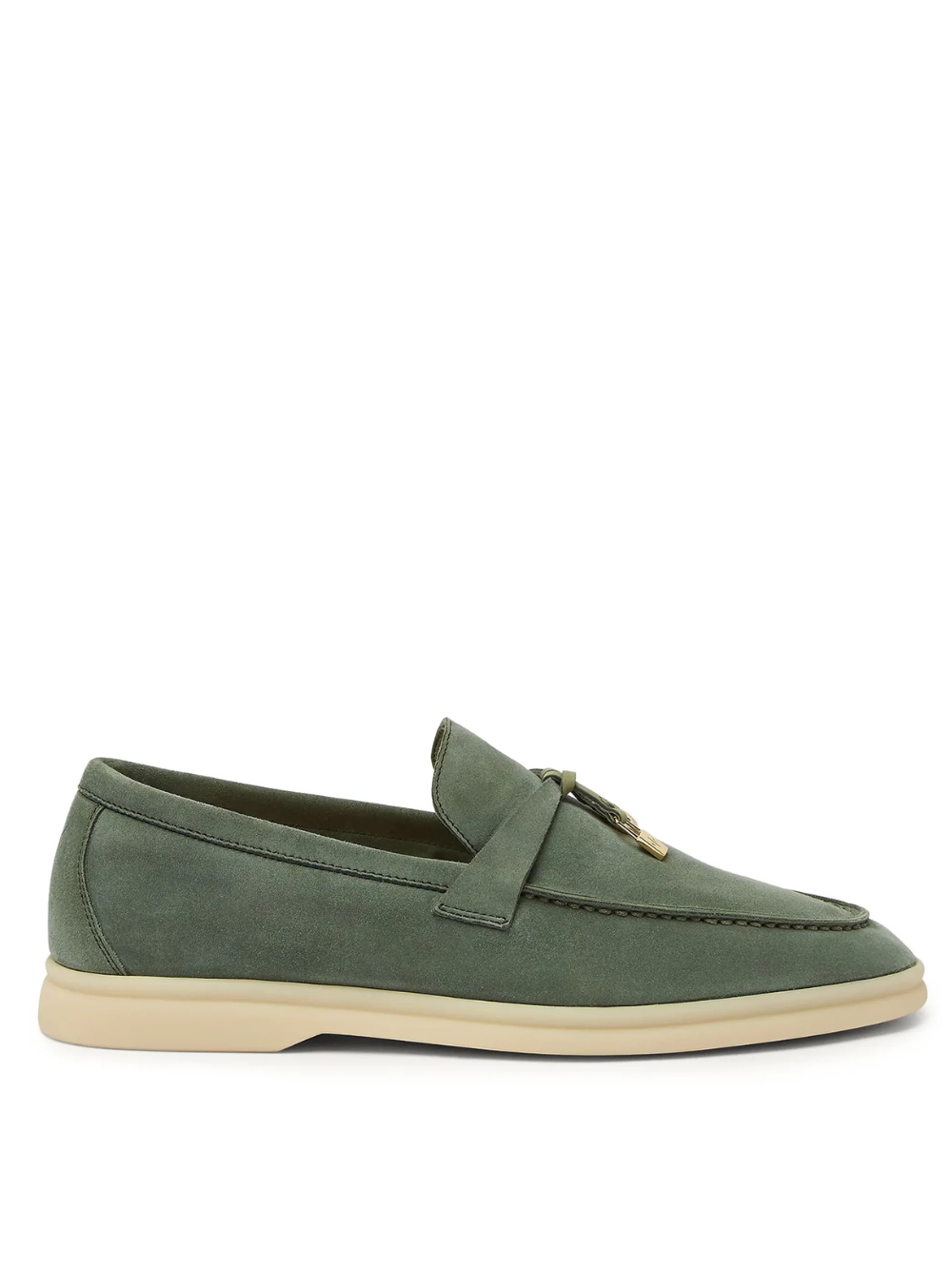 Loro Piana Summer Charms Walk Suede Green Lagoon Loafers