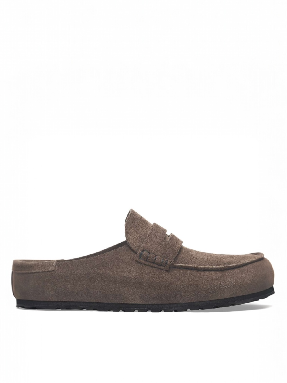 Birkenstock Naples Wrapped suede leather loafers in a brown color
