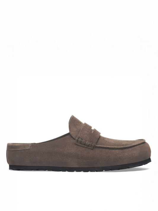 Birkenstock Naples Wrapped suede leather loafers in a brown color