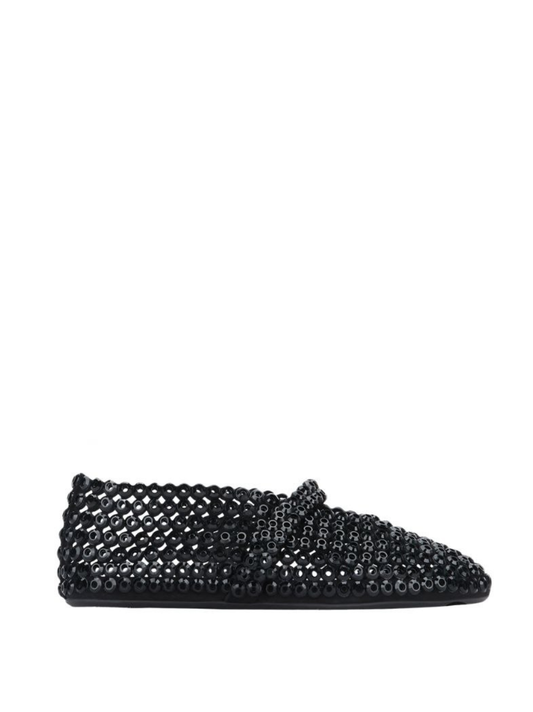 Alaïa Suede Glass-Embellished Ballet Black