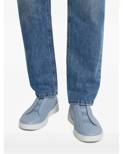 Zegna Men's Blue leather sneakers