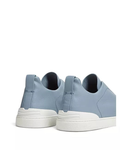 Zegna Men's Blue leather sneakers
