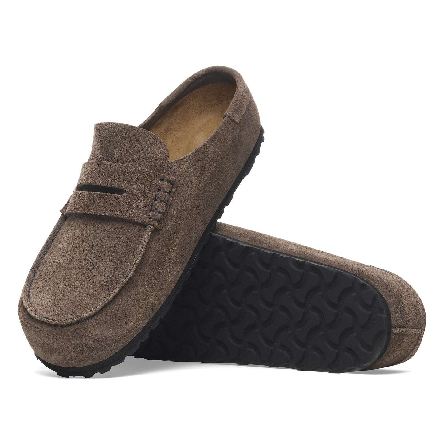 Birkenstock Naples Wrapped suede leather loafers in a brown color