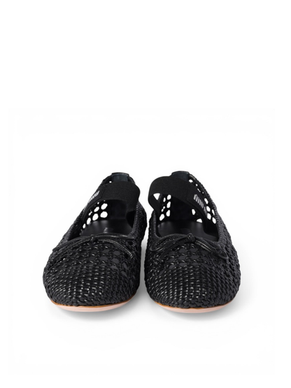 Miu Miu Woven Nappa Leather Ballerinas in Black