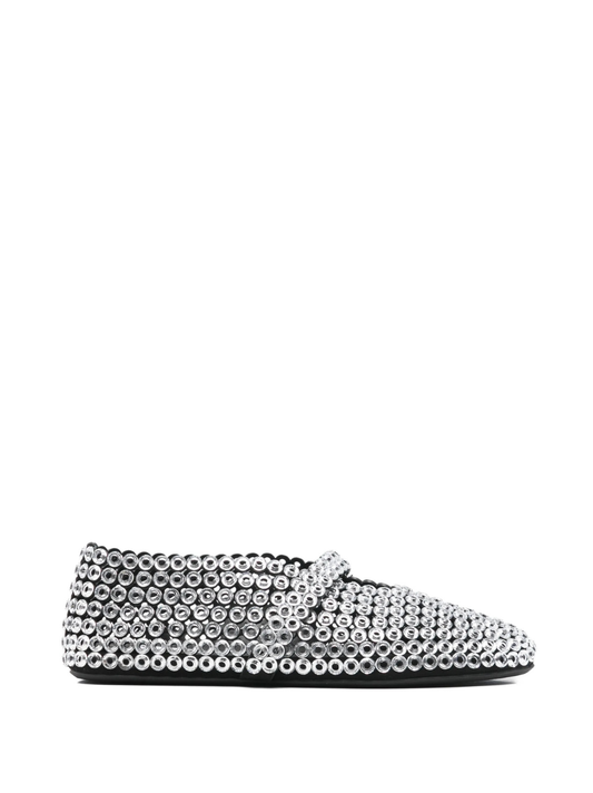 Alaïa Suede Glass-Embellished Ballet Flats
