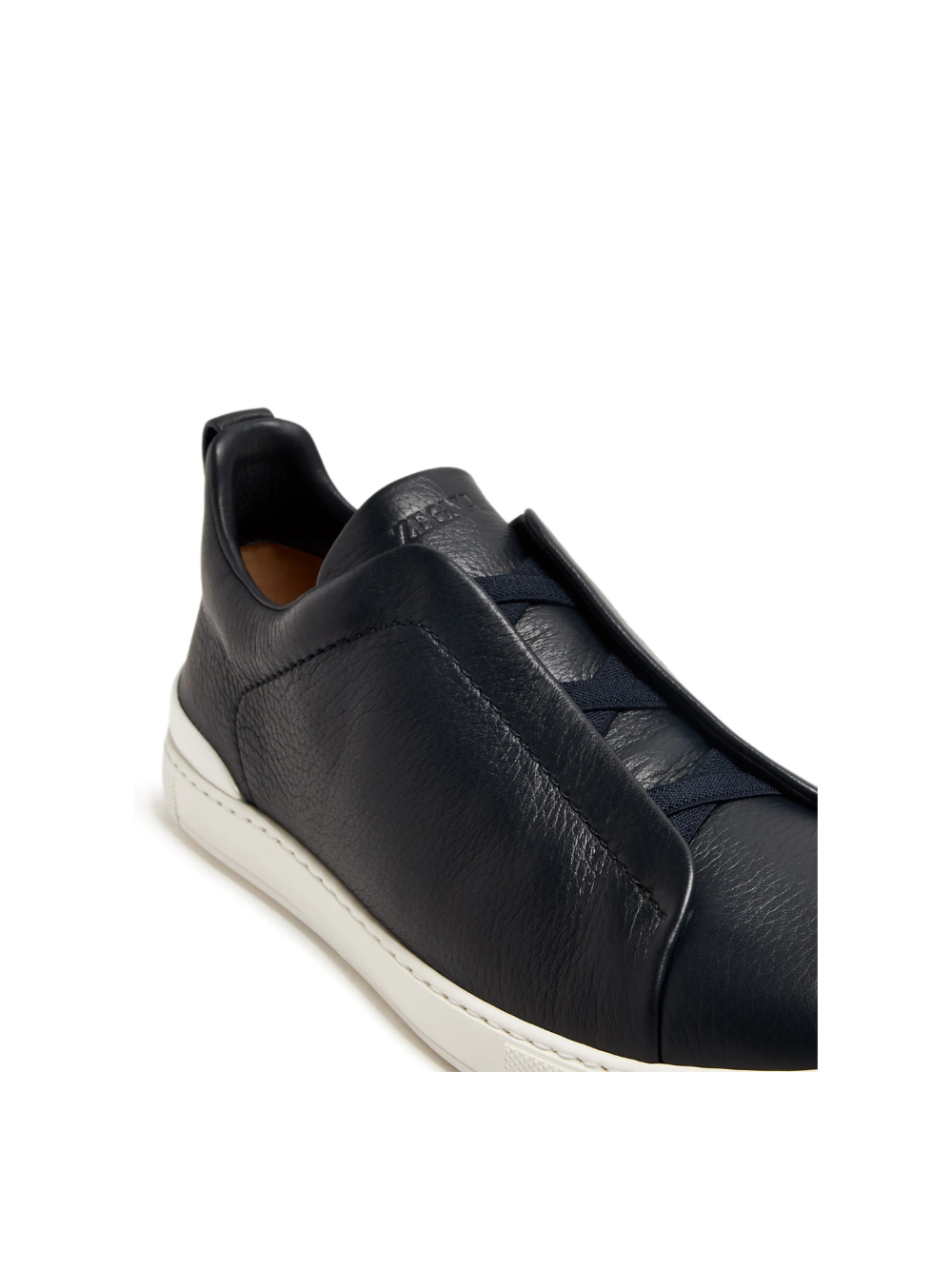 zegna triple stitch low-top sneakers black leather