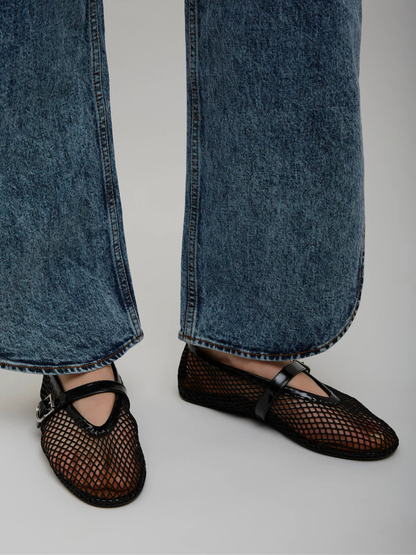 Alaïa Black mesh ballet flats
