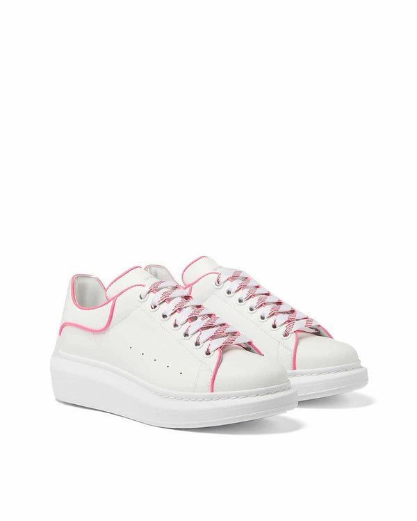 Alexander McQueen Oversized Sneaker in Leather White Neon-Pink