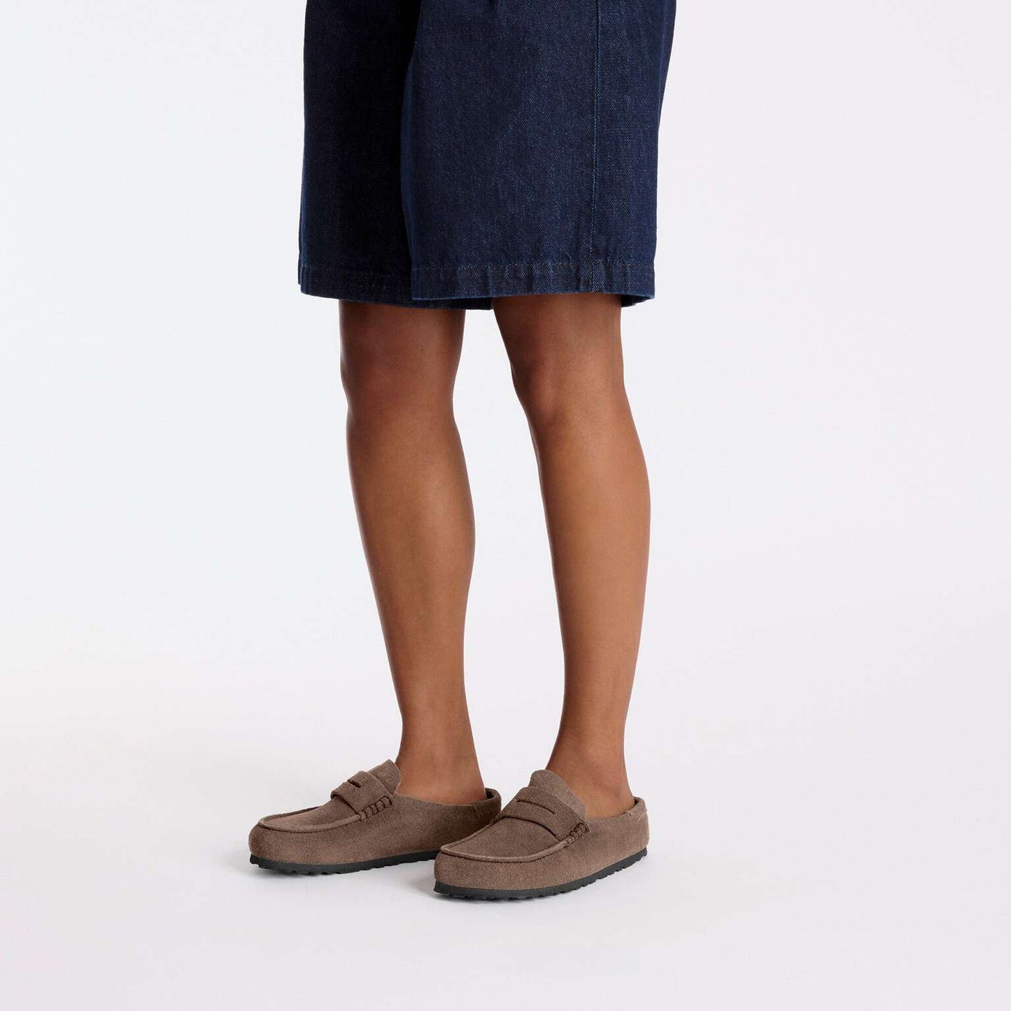 Birkenstock Naples Wrapped suede leather loafers in a brown color