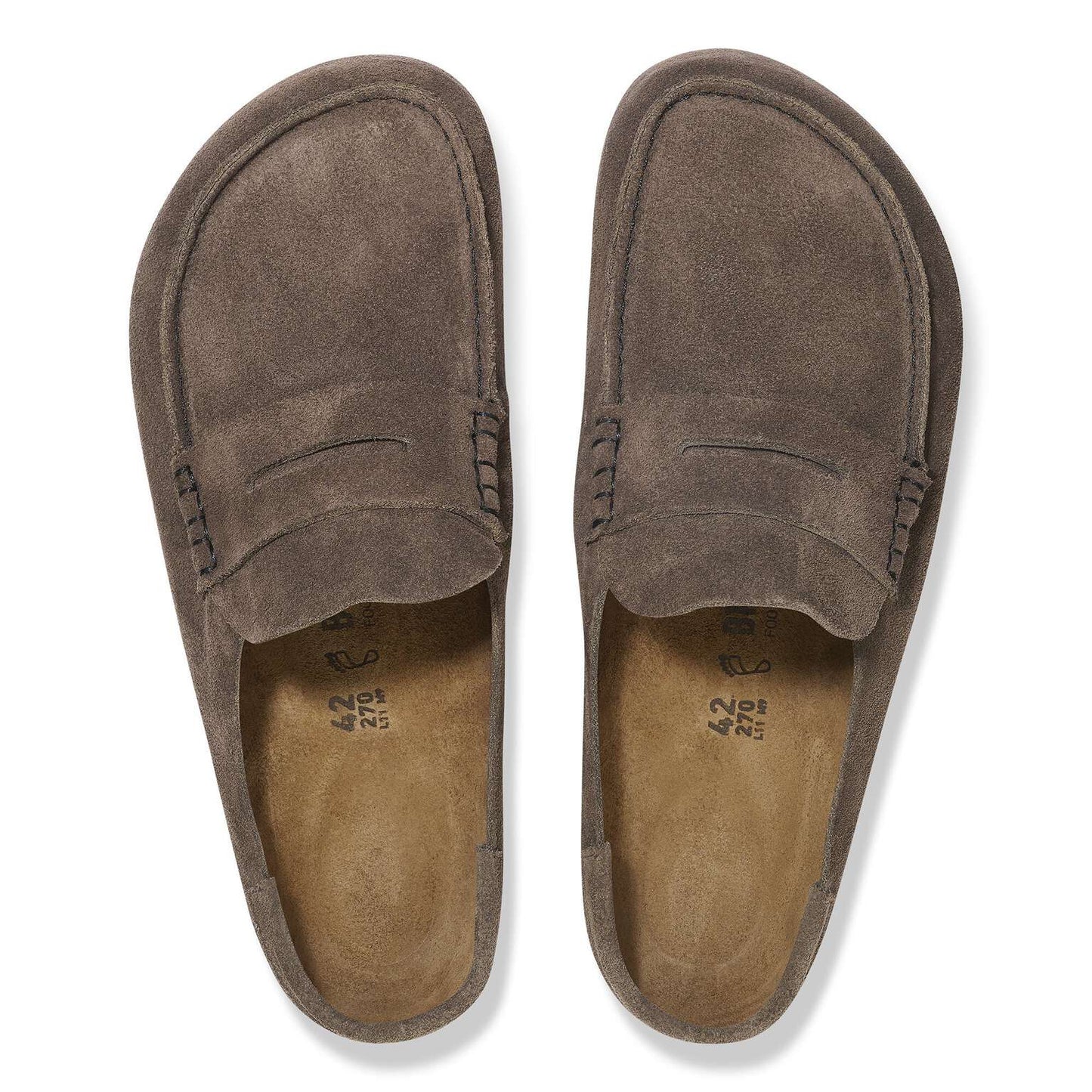 Birkenstock Naples Wrapped suede leather loafers in a brown color