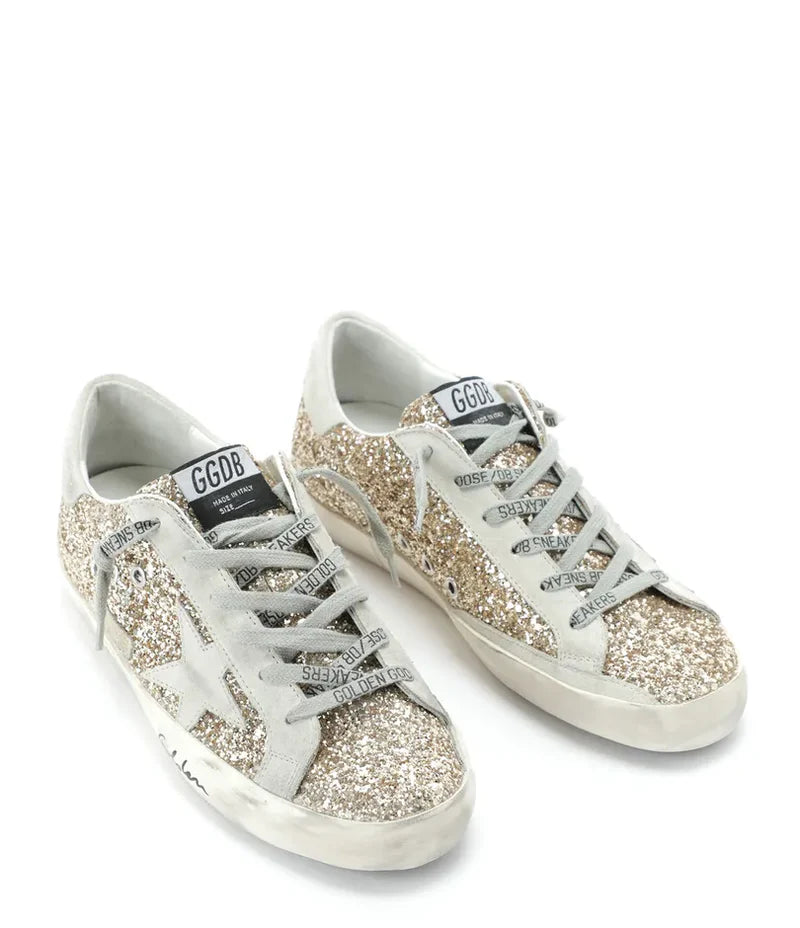 Golden   Goose   Women's   Superstar   Glitter   Low   Top   Sneakers   in   gold