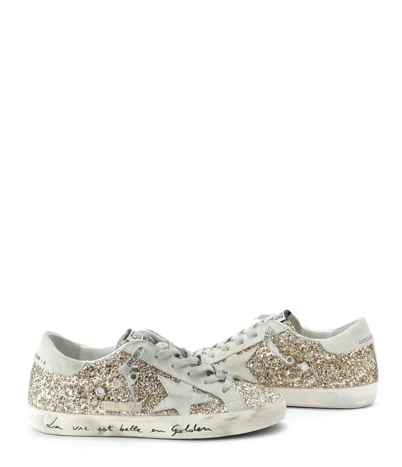 Golden   Goose   Women's   Superstar   Glitter   Low   Top   Sneakers   in   gold