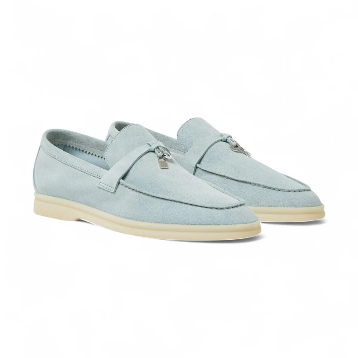LORO PIANA SUMMER CHARMS WALK SUEDE WOMEN LIGHT BLUE LOAFER