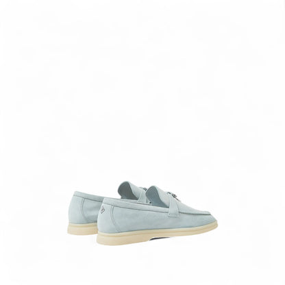 LORO PIANA SUMMER CHARMS WALK SUEDE WOMEN LIGHT BLUE LOAFER