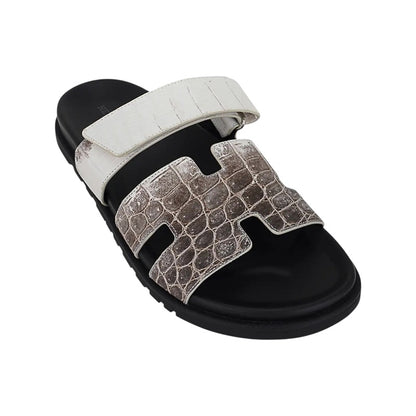 Hermes Himalaya Crocodile Chypre Slingback Flat Sandals