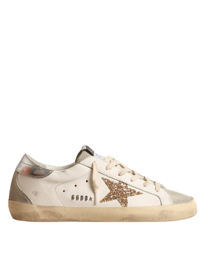 Golden Goose Super-Star – White Ice Gray Gold Glitter