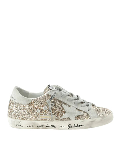 Golden   Goose   Women's   Superstar   Glitter   Low   Top   Sneakers   in   gold