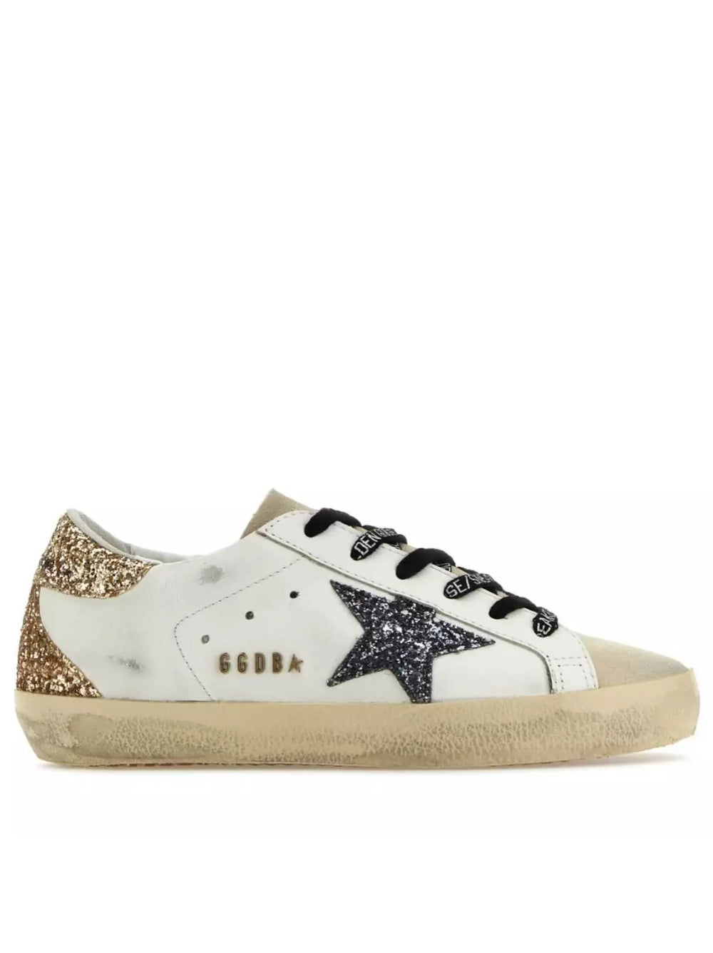 Golden Goose White and Gold Leather Sneakers