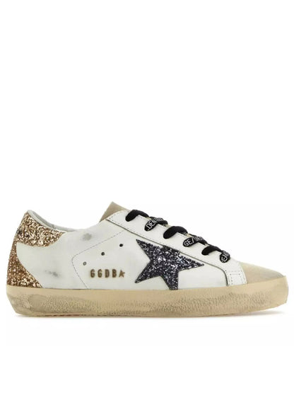 Golden Goose White and Gold Leather Sneakers