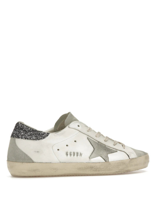 Golden Goose Super-Star – White Dark Grey Glitter