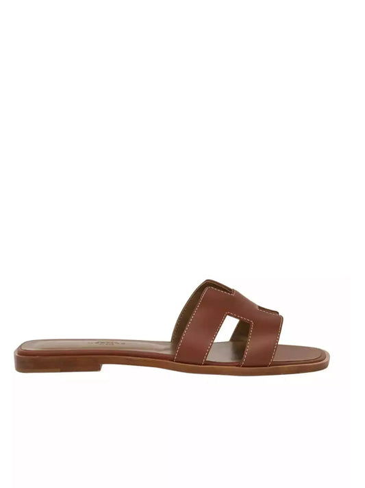 Hermes Sandal Flat Oran Gold Box Calfskin | Mightychic