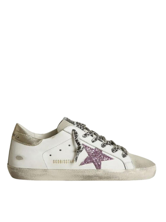 Golden Goose Super- (Pink) Star with/ Glitter & Gold Heel Tab