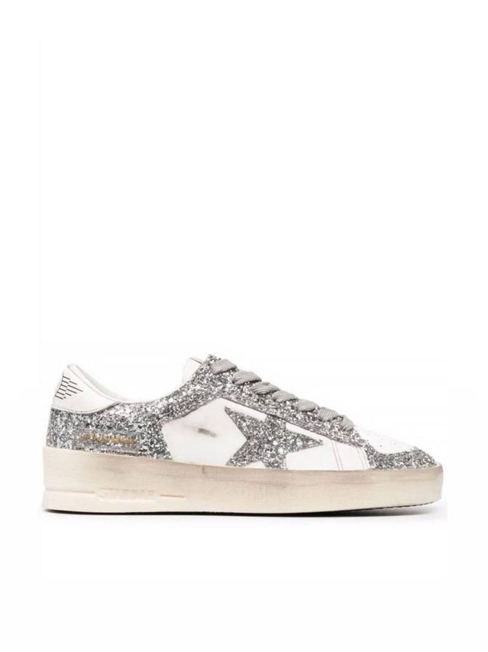 Golden Goose Baskets Stardan Cuir – Blanc Glitter