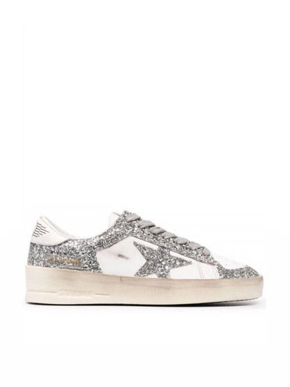 Golden Goose Baskets Stardan Cuir – Blanc Glitter
