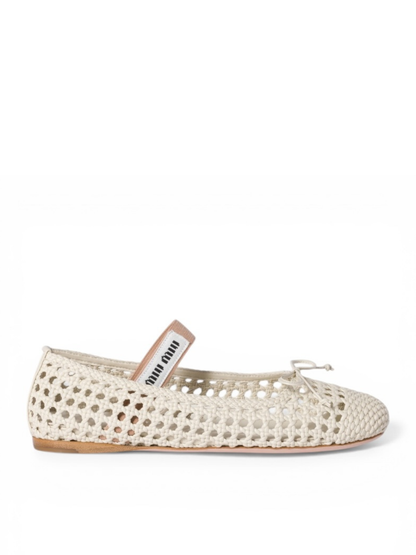 Miu Miu Woven Nappa , Leather Ballerinas