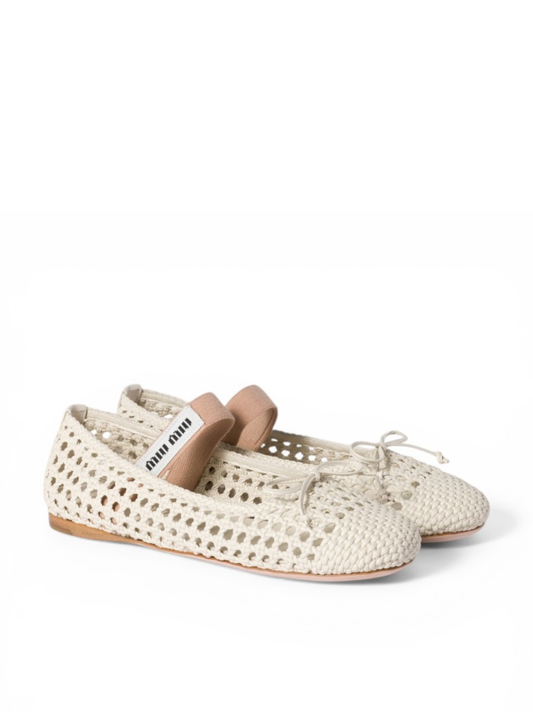 Miu Miu Woven Nappa , Leather Ballerinas