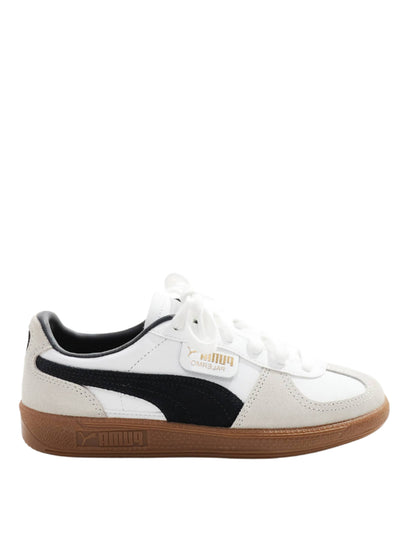 PUMA Palermo Leather Trainers in White & Black