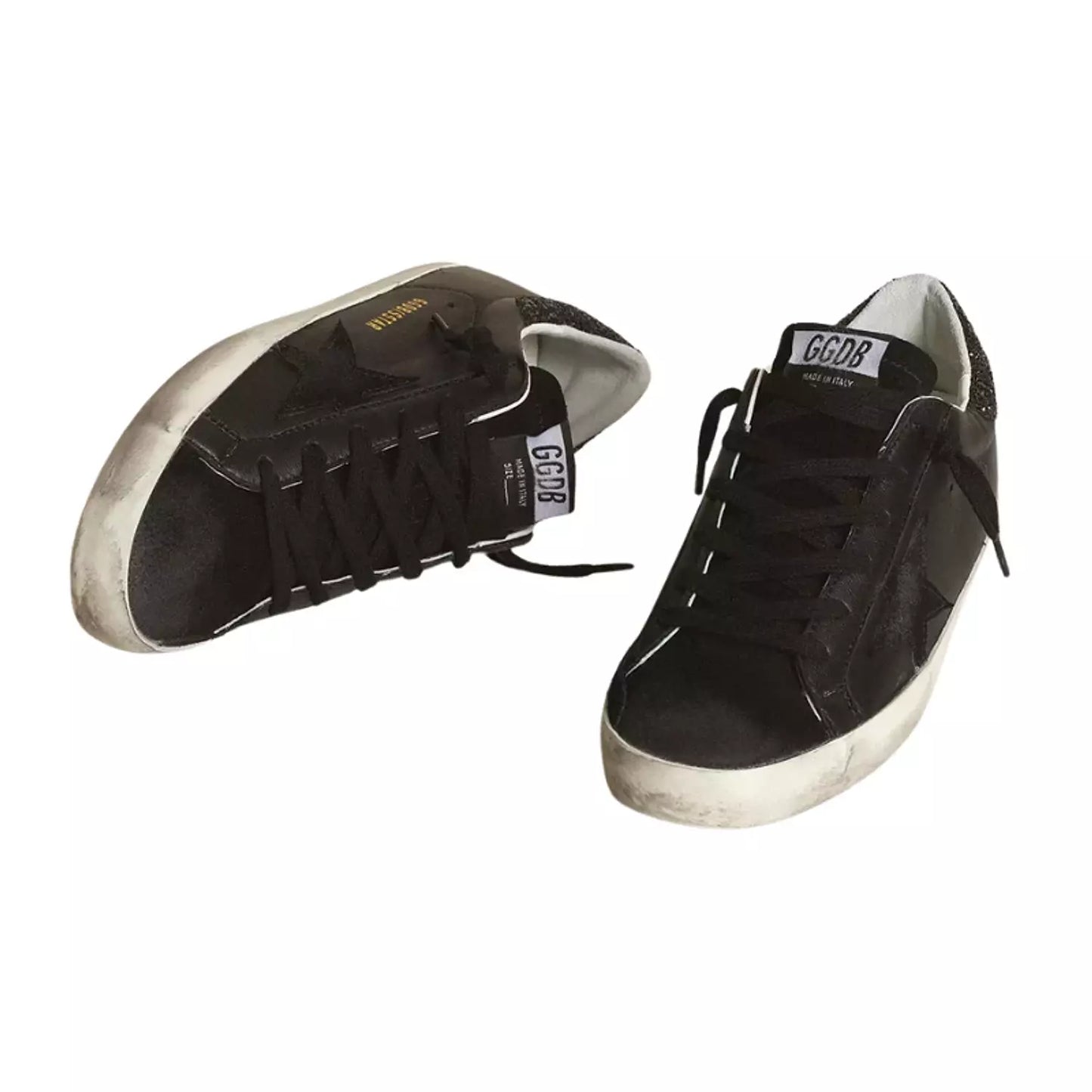 Golden   Goose   Women's   Superstar Glitter Heel Low Top Sneakers in black