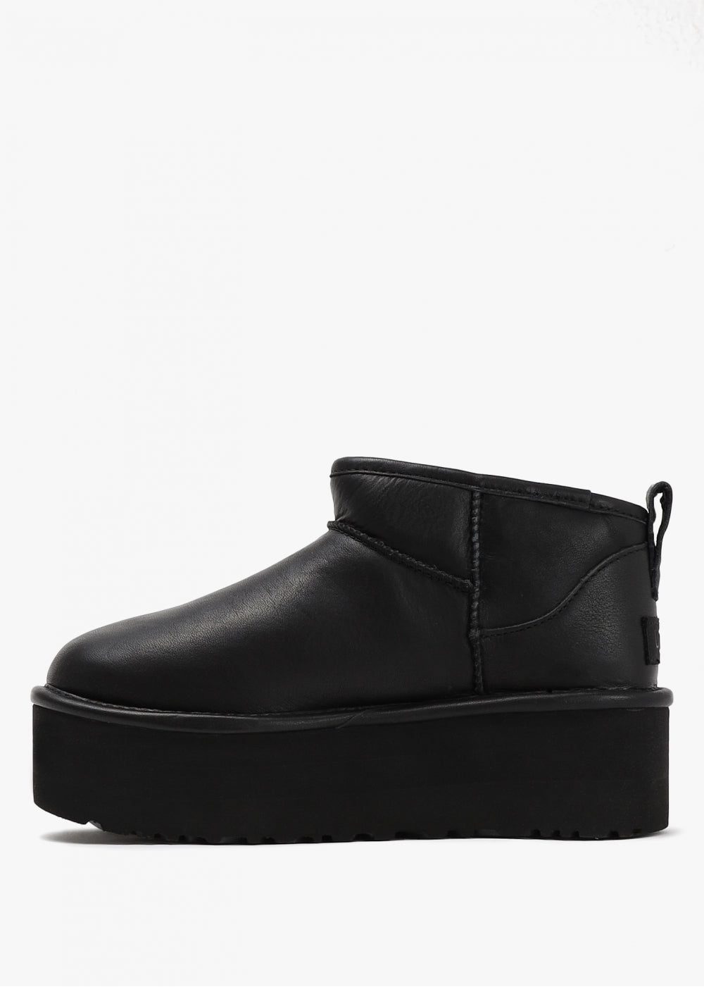 UGG Classic Ultra Mini Black Leather Platform Boots