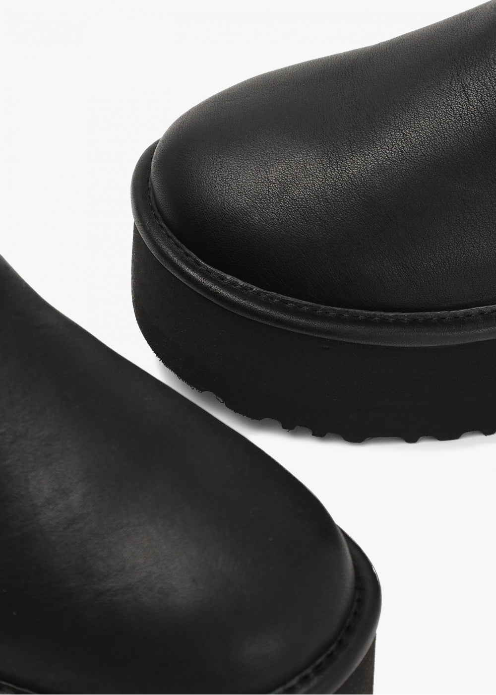 UGG Classic Ultra Mini Black Leather Platform Boots